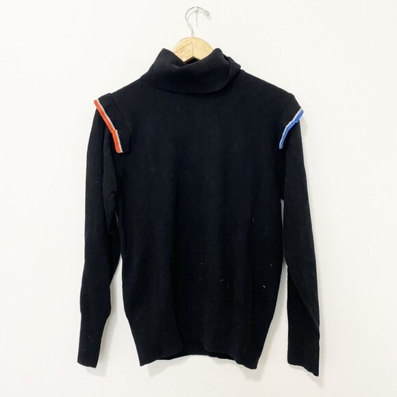 NEW Eley Kishimoto Black Ruffle Wool Turtleneck Sweater Size 12 - Picture 1 of 4